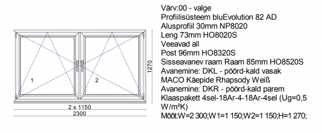 2300 x1270 mm